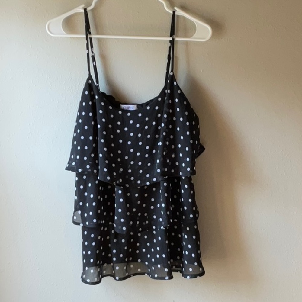 Black polka dot top